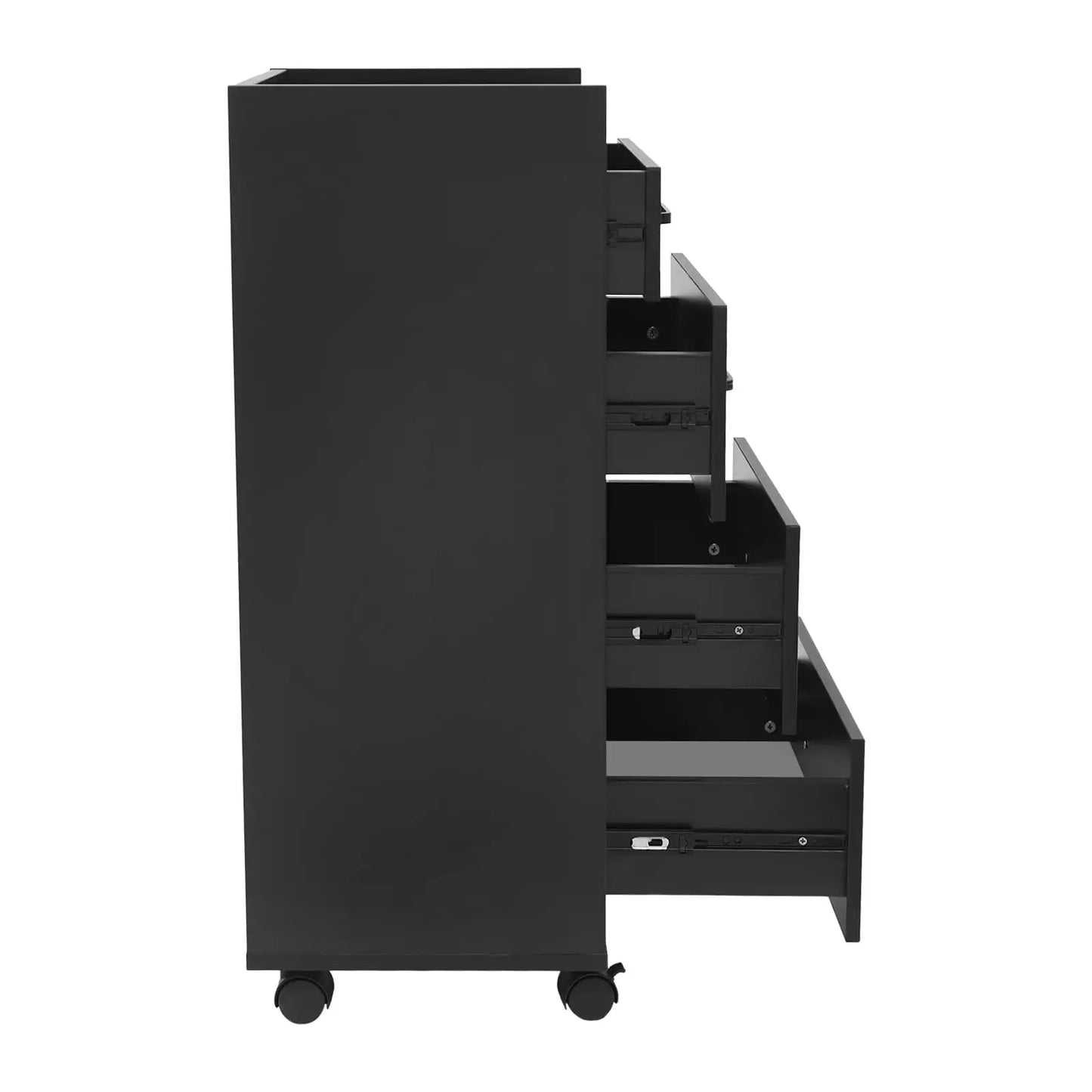 Salon Trolley Cart,4 Drawers Rolling Cart with Wheels,Wooden Hair Salon Storage Cabinet Utility Trolley with Hair Dryer Holder,S