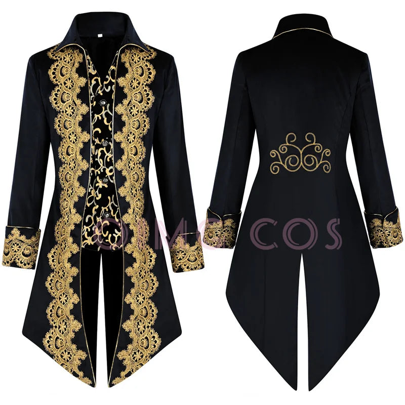 Halloween Men's Medieval court lace tailcoat punk retro coat men's clothing