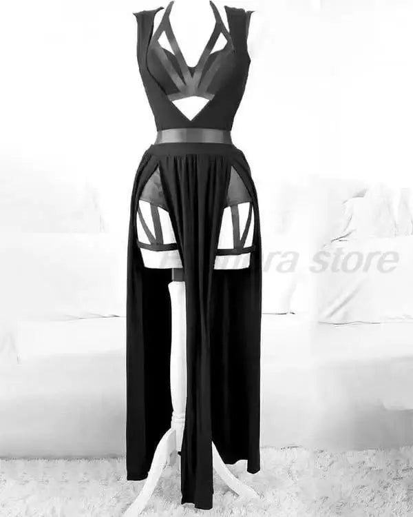 Anime Yor Forger Cosplay Lingerie Nightdress Sleeveless Bandage Vest Hollow Out Sexy High Split Dress Mesh Pajamas Dropship