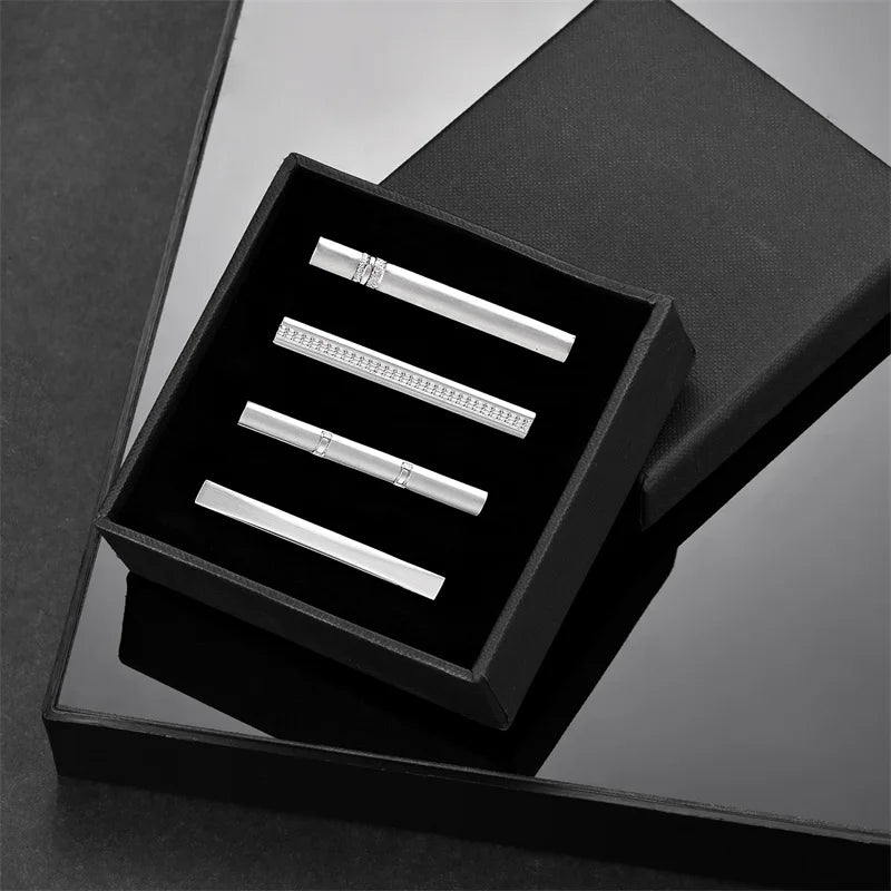 Tie Clip For Men Business Party Minimalist Tie Clips And Cufflinks To Man Shirt Gift Box Jewelry Men's Cuff Man Fashion Lawyer