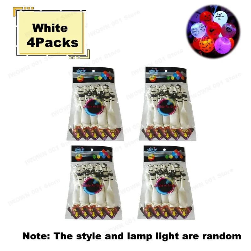 12 Inch Halloween Pumpkin Latex Balloons With Light LED Glow In The Dark Pumpkin Ghost Balloons Halloween Party Decorations