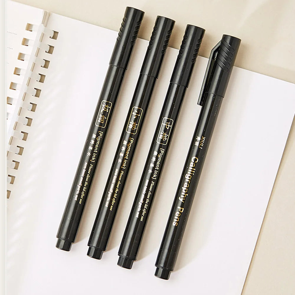4pc Brush Pen Calligraphy Pen Chinese Words Learning Stationery Student Art Drawing Marker Pens