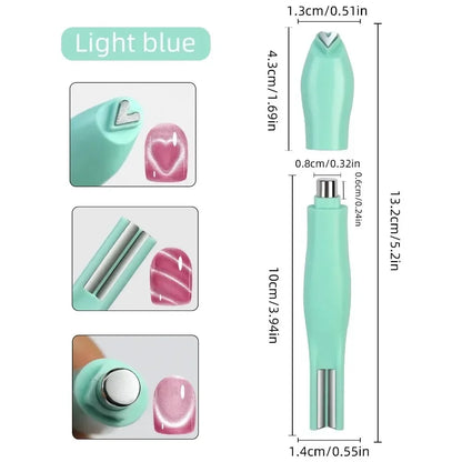 1Pcs 3-In-1 Heart Shape Cat Eye Nail Art Magnet Double Line Moon Snake French Magnet Pen for Magnetic Gel Polish Manicure Tools