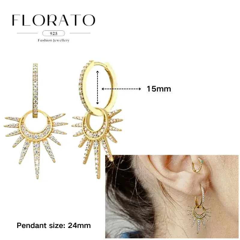 925 Sterling Silver Ear needle European And American Style Hoop Earrings Round square Pendientes Fashion For Women Birthday Gift