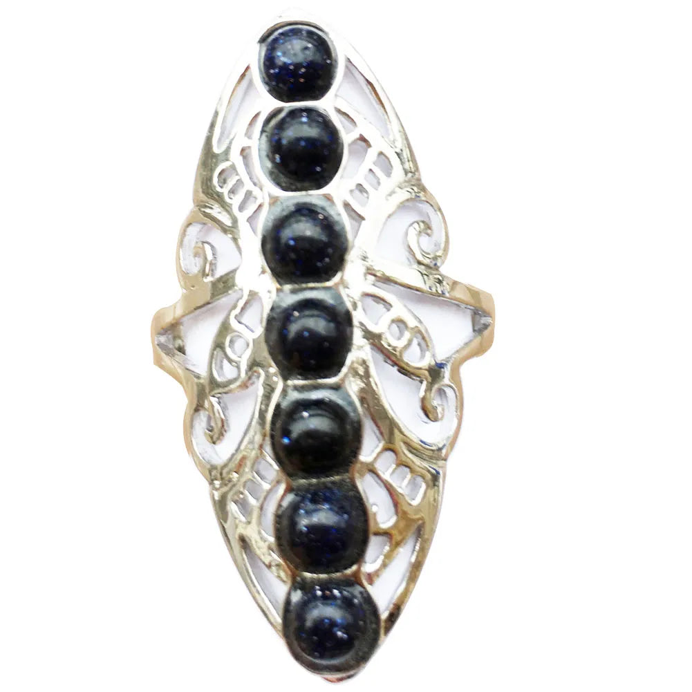Malachite Lapis Lazuli Tiger Eye Malachite Goldstone Opal Unakite Carnelian Crystal Women Men Art  Ring  Adjust Size PWB791