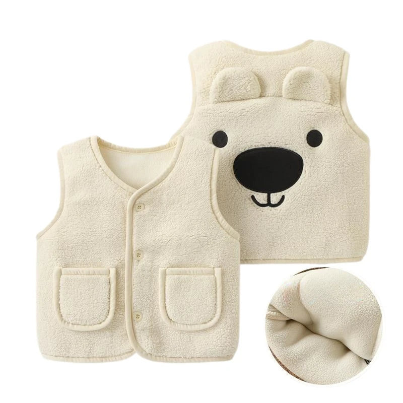 Autumn Winter Kid Vest Fur Baby Girl Boy Clothes Coat Jacket Sleeveless Bear Warm Fleece Vests Children Snow Outfit Waistcoat