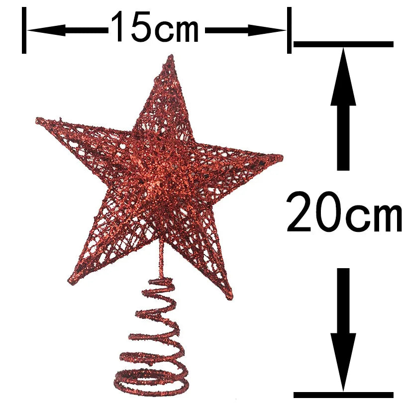 1pcs 15*20cm Gold Glitter Christmas Tree Top Iron Star Christmas Decorations For Home Xmas Tree Ornaments New Year Decor