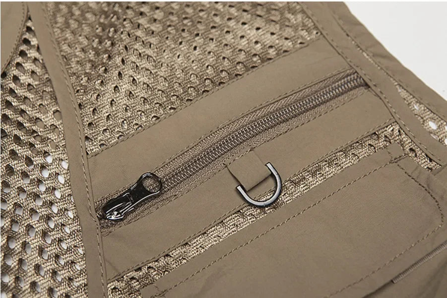 #%Unloading Men's Vest Tactical Webbed Gear Coat Summer Photographer Waistcoat Tool Many Pocket Mesh Work Sleeveless Jacket Male