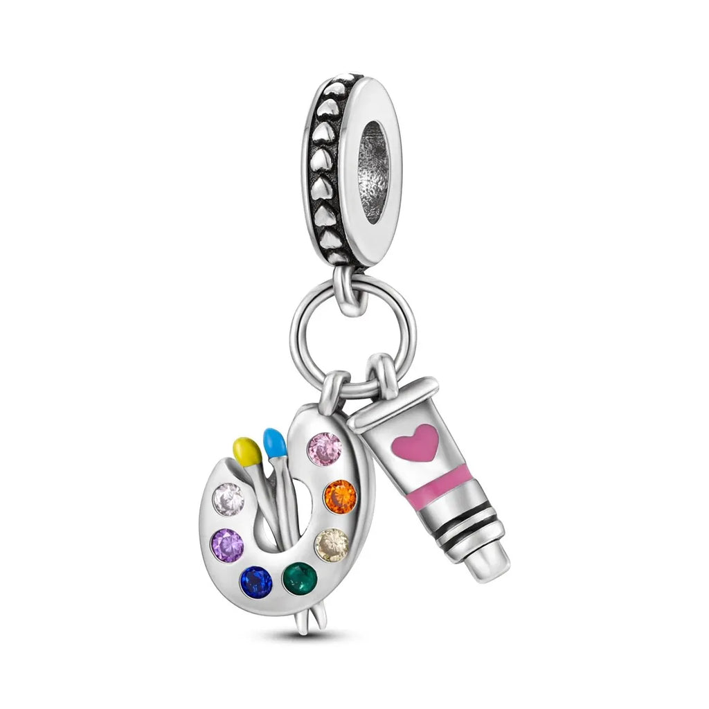 MULA 1PC Silver Plated Travel Sunflowers Four Leaf Lucky Clover Dangle Charms Fit 3MM Snake Chain Charm Bracelet DIY