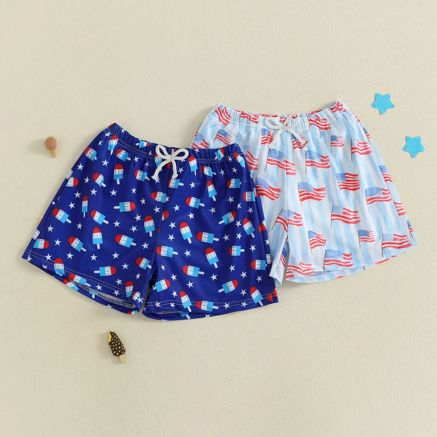 Toddler Boy Patriotic Beach Shorts Flag Popsicle Print Casual Elastic Short Pants for Newborn Baby Cute Clothes
