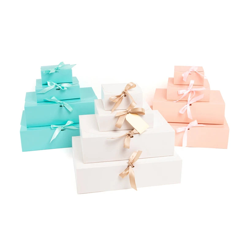 StoBag 5pcs White/Pink Gift Box Wedding Birthday Party Favors Clothes Storage Handmade Cookies Packaging Support Customization