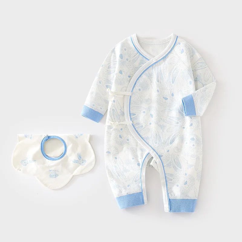 Infant Baby Clothes 0-6M Baby Girls Boys Cotton Butterfly Jumpsuit 2Pcs Set Soft Breathable Print Newborn Baby Casual Daily Wear