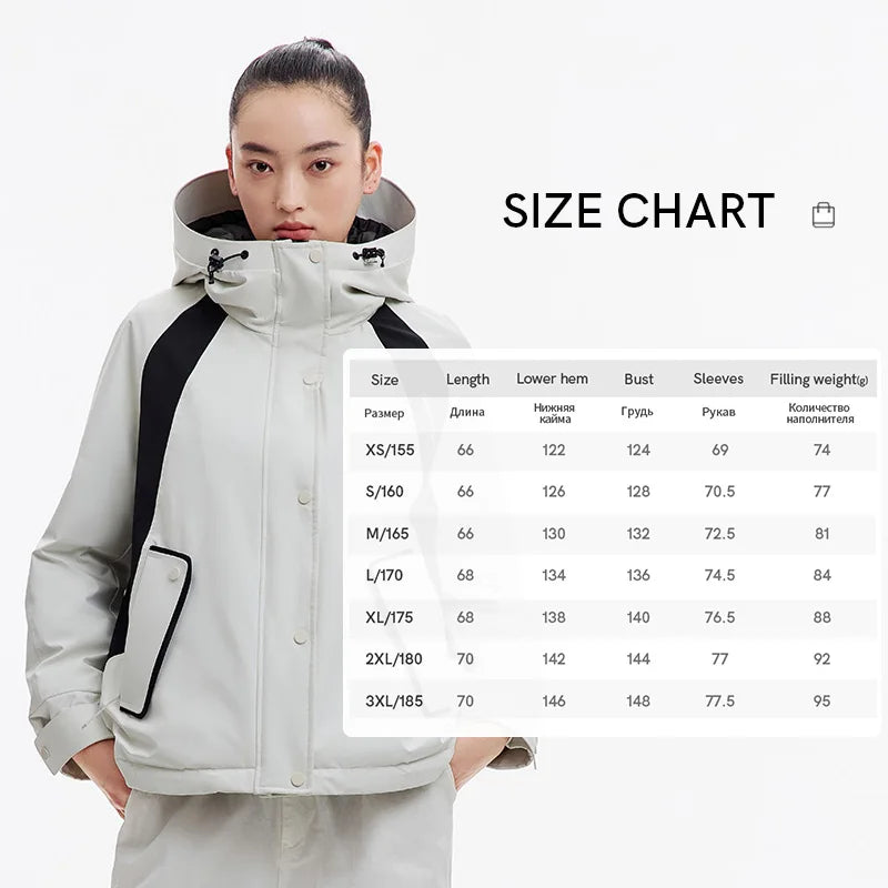 Chericom Women's Winter Hooded Down Jacket Short Warm Puffer Coat Duck Feather Insulated Outdoor Mountaineering Jacket Y309025Y