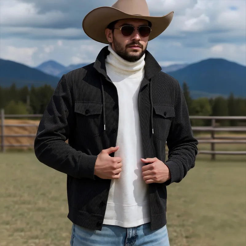 Autumn Winter New Corduroy Jacket Coat Turn-Down Collar American Retro Multi-Pocket Workwear Jacket for Men