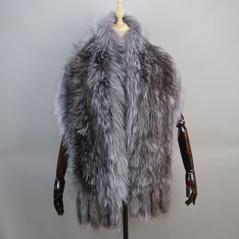 2025 New Genuine Fox Fur Shawl For Women Real Natural Fox Fur Female Capes And Wraps For Wedding Bride Winter Warm Outwear Scarf