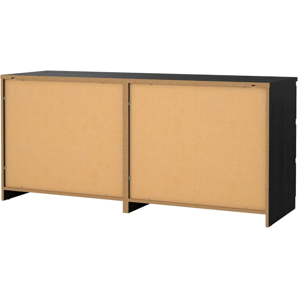 6 Drawer Double Dresser, Black Woodgrain