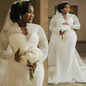 New Luxury Plus Size African Mermaid Wedding Dress Long Sleeve V Neck Lace Beaded Lace Bridal Dress Vestido De Novia Customized