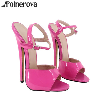 18cm Open Toe Sandals Ultimate Stilettos Multi-color Patent Leather Handmade Sandals Sexy Fetish High Heels Customizable Sandals