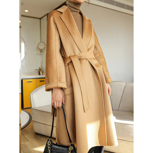 Women's Fashion Double-Sided Cashmere Water Ripple Coat – Luxury &