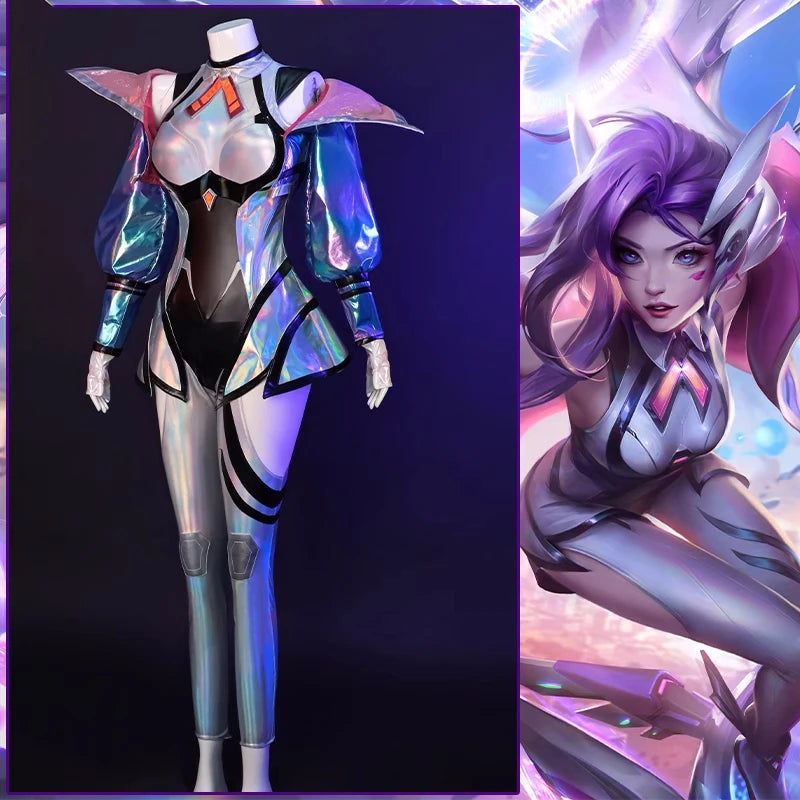 Seraphine Cosplay Costume Game LOL Anime Women Fashion Jumpsuit Coat Battle Dove Uniform Halloween Costume Role Paly Clothing