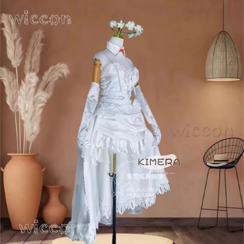 asdh8@Zero Two 02 Cosplay Costume Wig Figure Same Style Roleplay Anime DARLING Bride in the FRANXX White Lace Gown Wedding Dress
