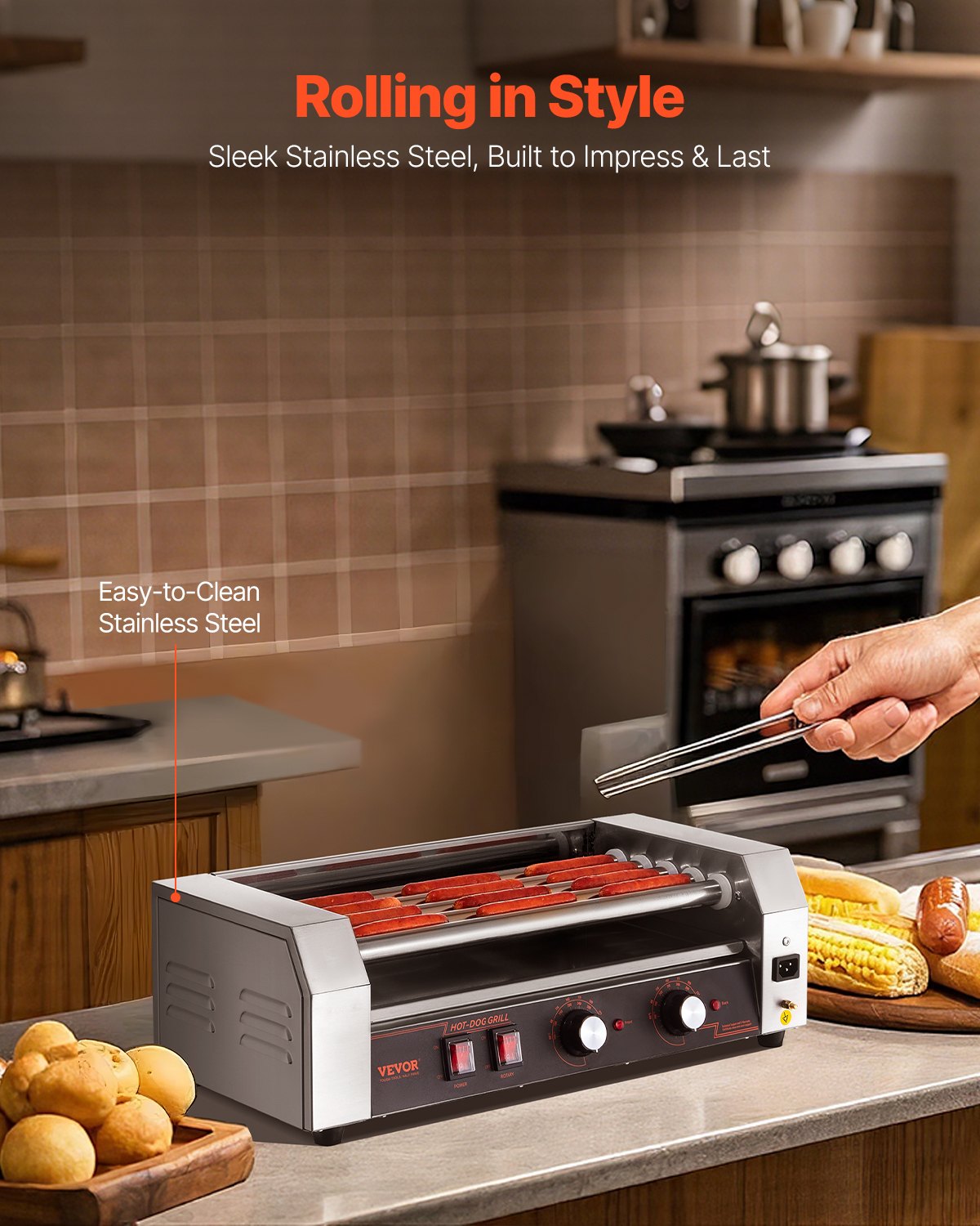 Electric 12 Hot Dog 5 Roller Commercial Sausage Grill Cooker Machine