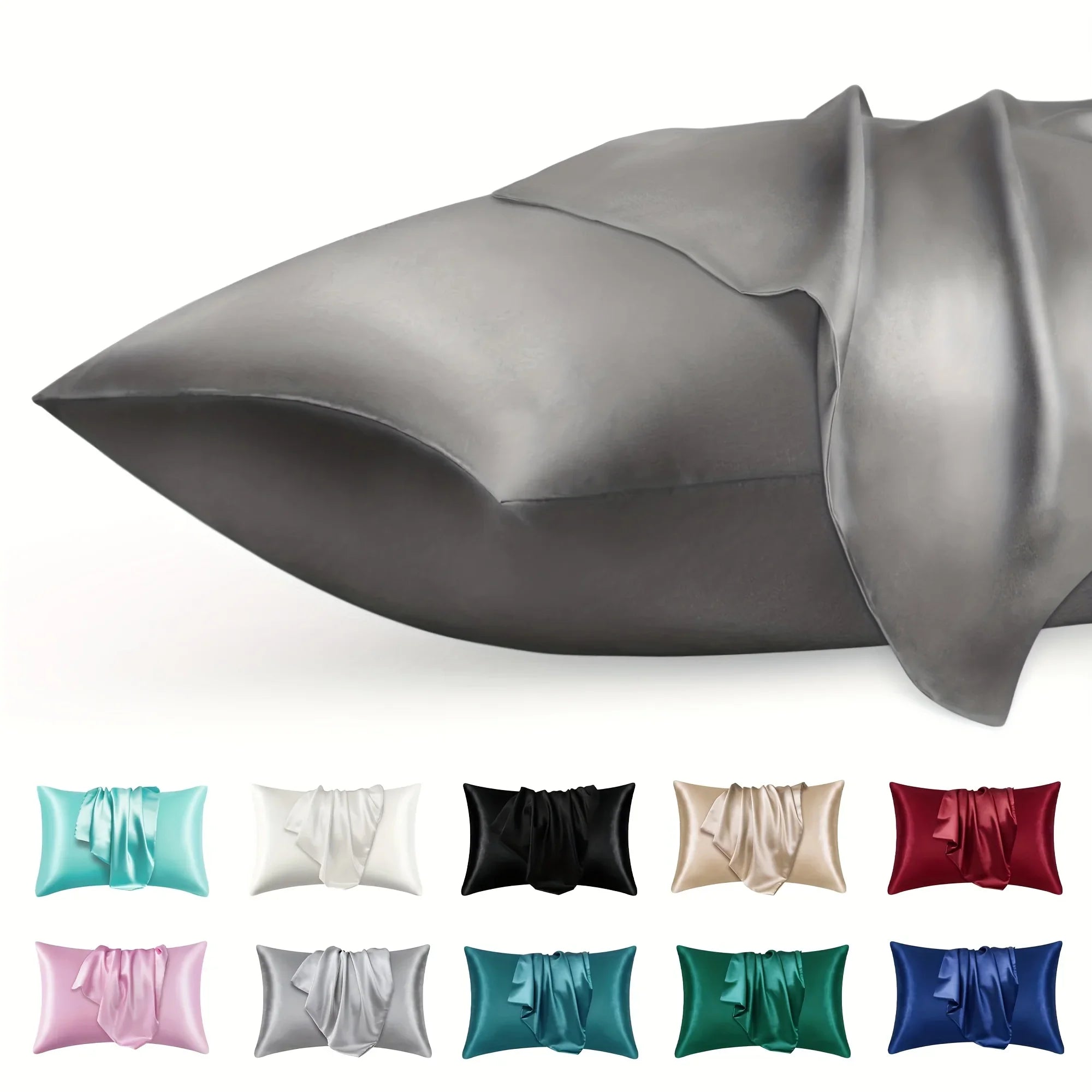 2pcs Luxury Satin Envelope Pillowcase  Solid Color, Silk Like High-End Nighttime Hair Protection, Woven Fabric, Active Printing