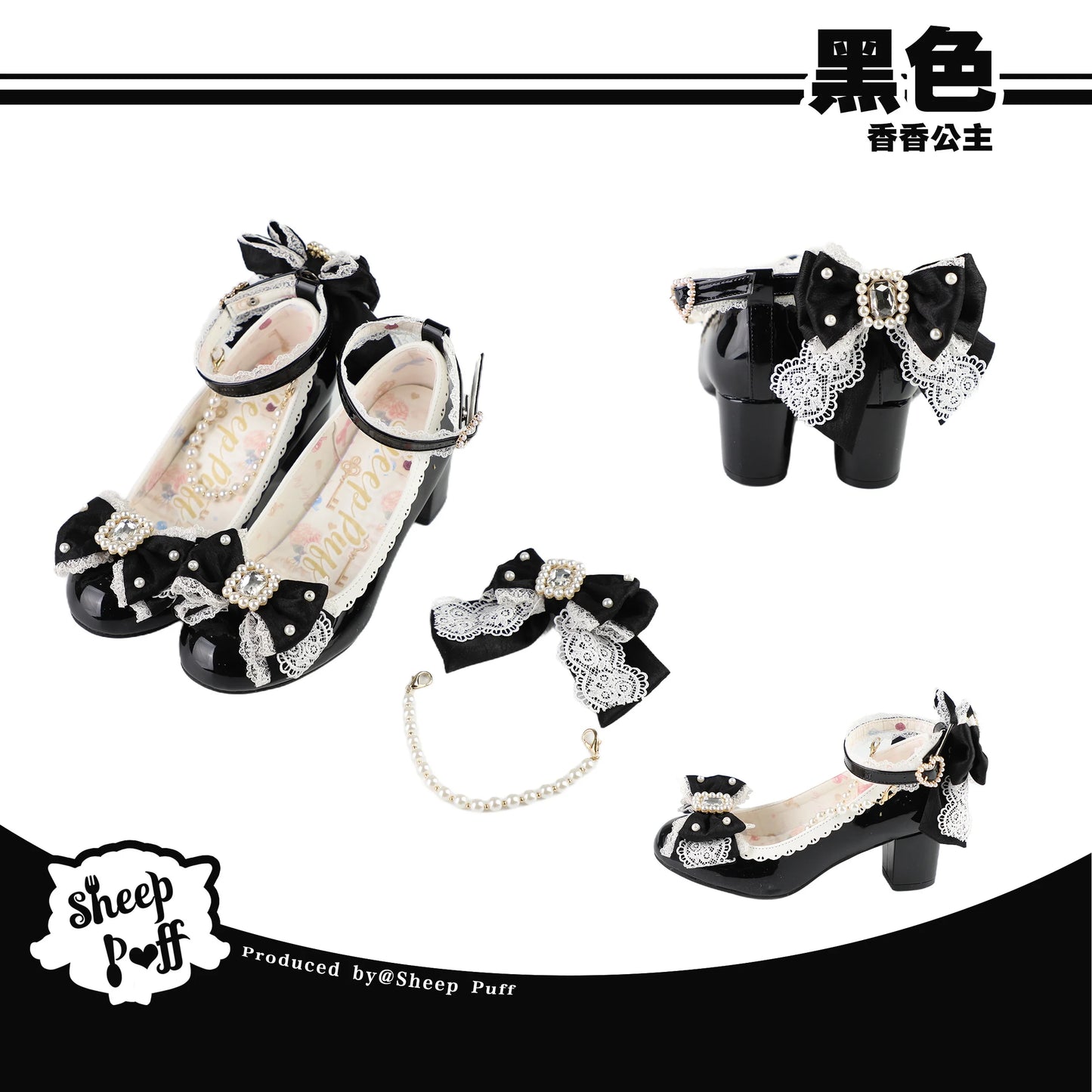 Original Lolita Sweet Flower Wedding Low Heels Shoes Women's Cute Bow Elegant Tea Party Mary Jane Shoes Ladies Leather Shoes
