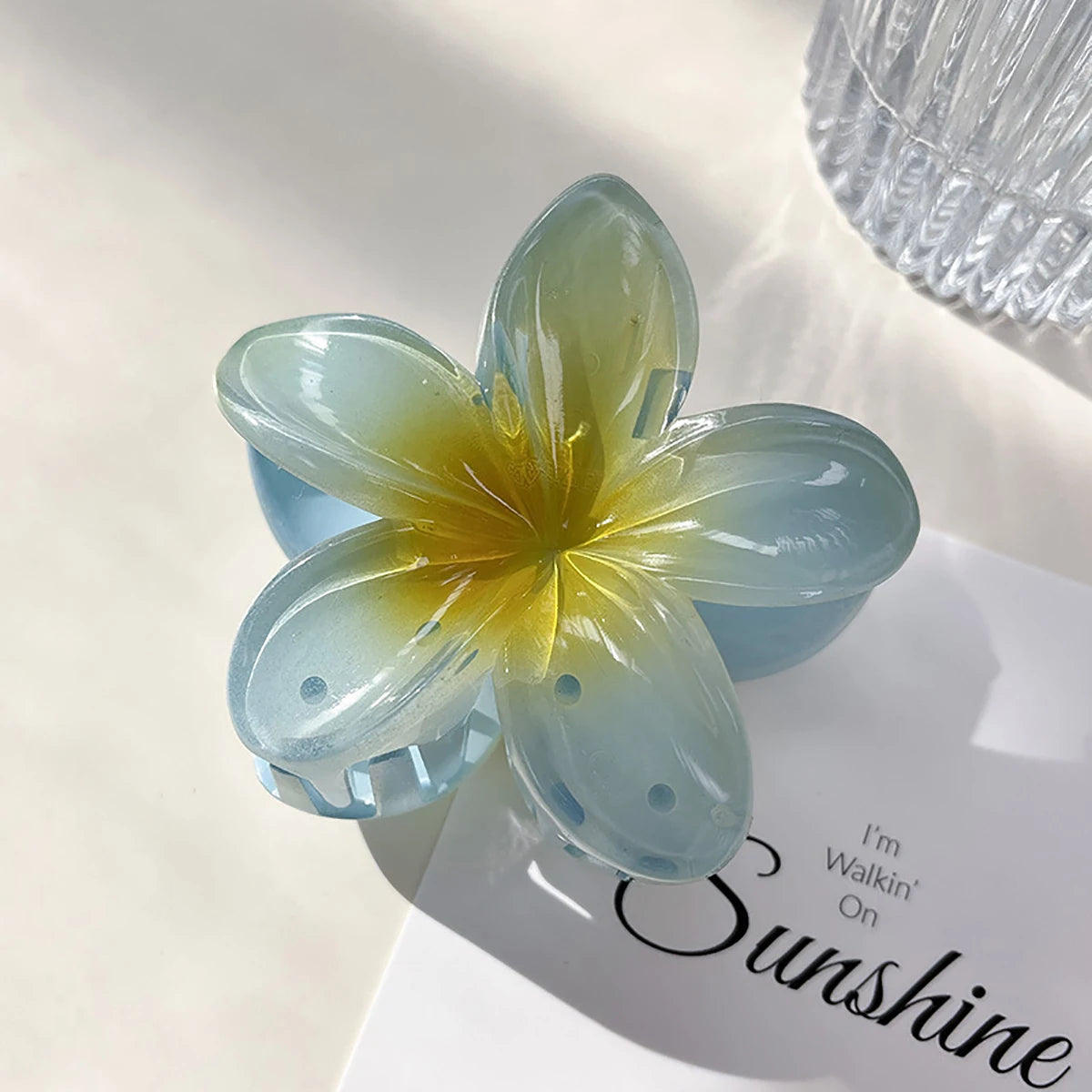 Gradient Frangipani Hair Clip Plumeria Hairpin Ins Style Ponytail Holder Barrette Sweet Shark Claws Party Hair Accessories