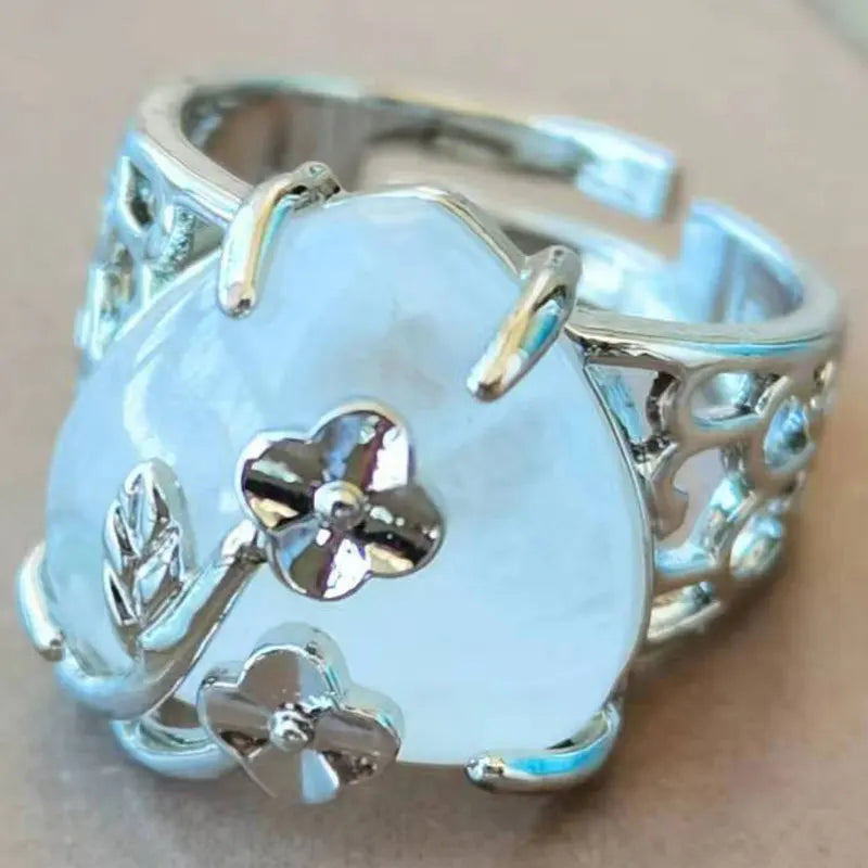 Opal Heart Women Men Ring 7~12" (us) adjust PWB1213