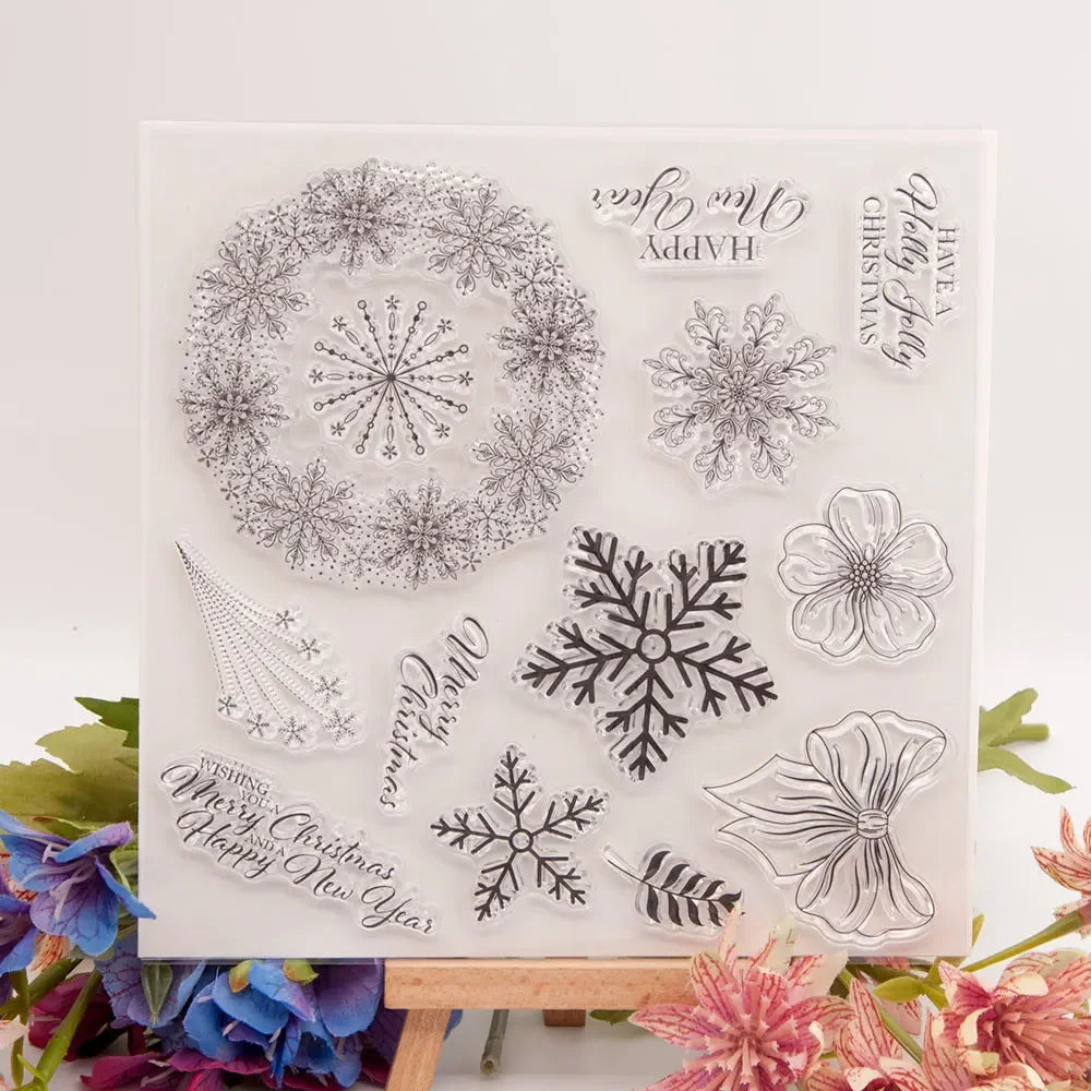 Snowflake Christmas Metal Cutting Dies and Clear Stamps for DIY Scrapbooking Crafts Card Making Photo Album Sheet Decoration