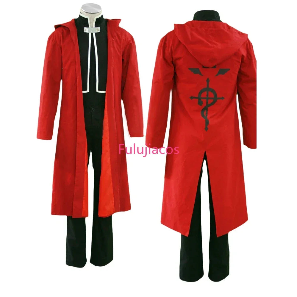 Fulujiacos Fullmetal Alchemist Edward Elric cosplay costume set Cloak coat