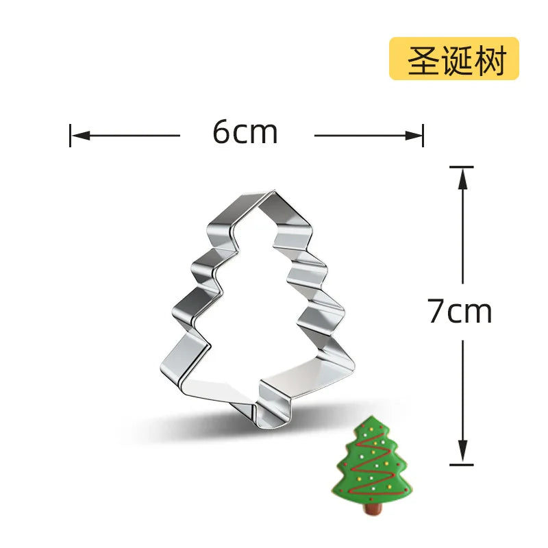Christmas Cookie Cutter Stainless Steel Biscuit Mold Baking Tool Christmas Theme Snowflake Santa Claus Cake Biscuit Mould M542