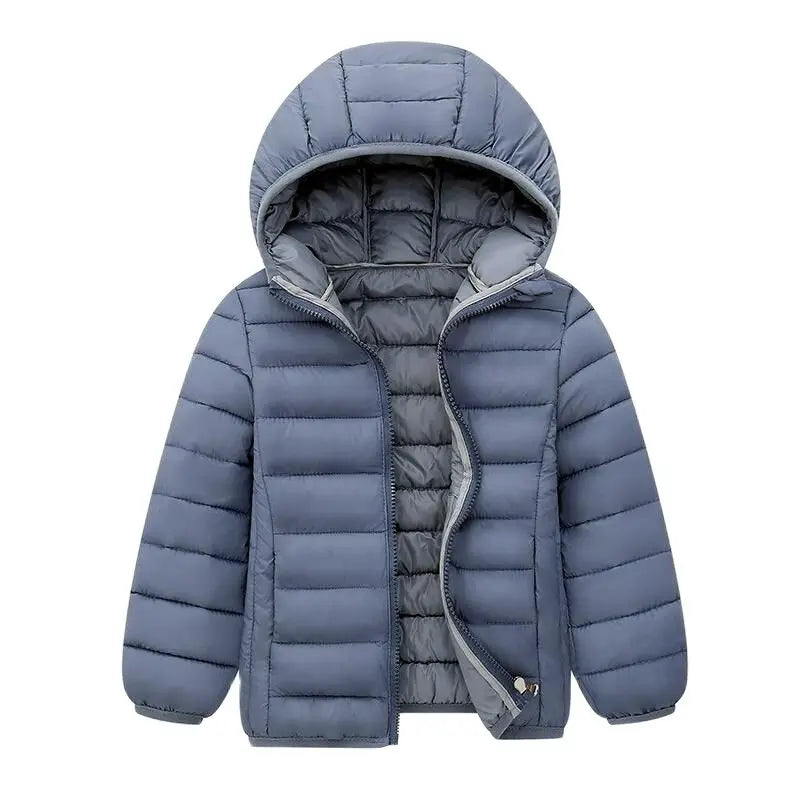 Kids Boys Girls Light Down Jackets Children Teen Students Outdoors Sports Outerwear Princess Autumn Zipper Hooded Coat For 3-14Y