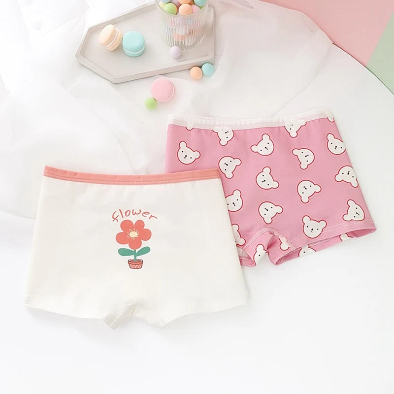 2Pcs Baby Girls Panties Sets Cotton Kids Underwear Clothes Cute Cartoon Toddlers Shorts Underpants Children Panties 3-11years