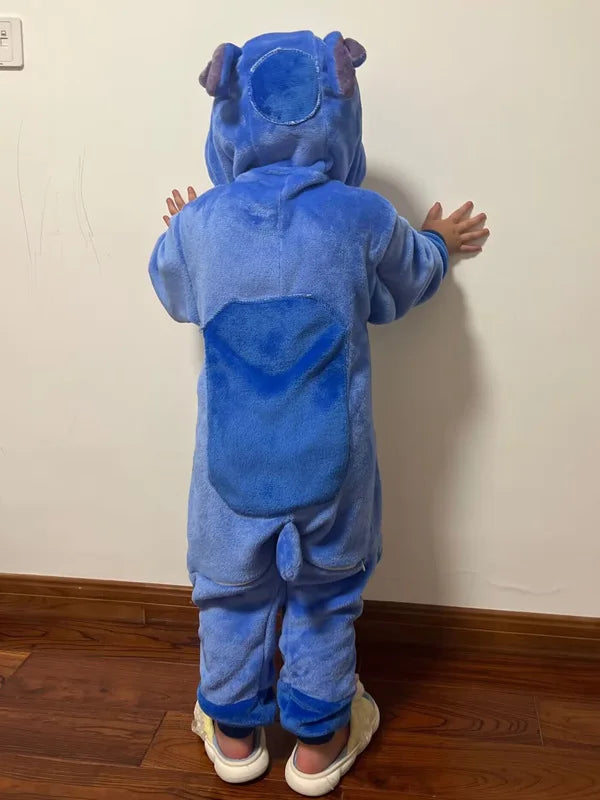 Stitch Anime Flannel Pajamas For Kids Autumn Winter Boy Girls Pyjamas Jumpsuit Children Christmas Halloween Pajama Party Costume