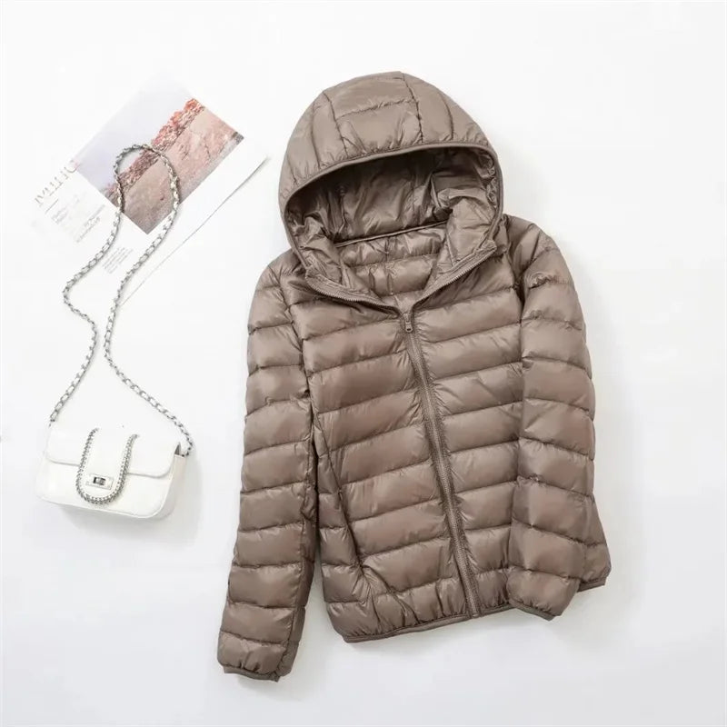 New Women Thin Down Jacket White Duck Down Ultralight Jackets Autumn Winter Puffer Jacket Warm Coats Portable Female Outwear