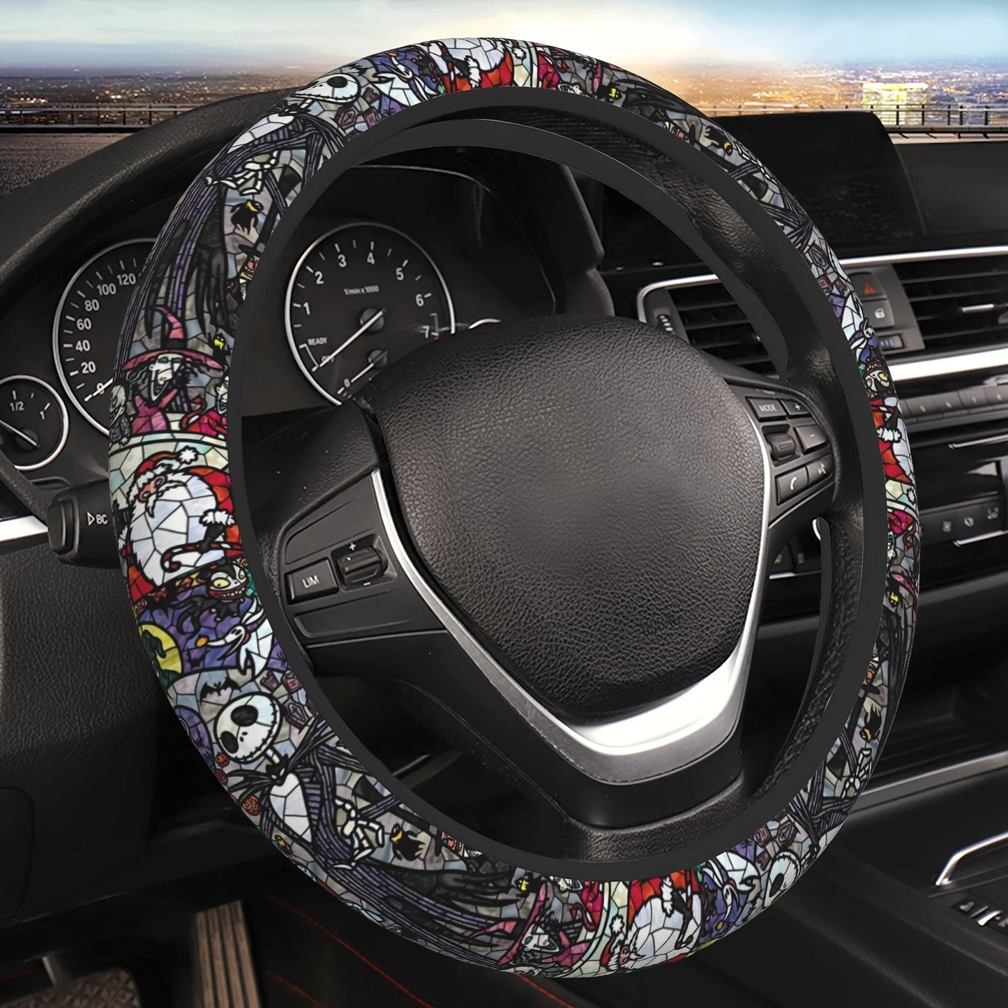 Cartoon Christmas Steering Wheel Cover Universal 15 Inch for Men Christmas Car Accessories Xmas Steering Wheel Cover One Size