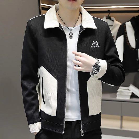 2024 Men's Fashion Handsome Trend Color Matching Business Boutique Korean Casual Jacket Jacket  Short Homme  Bomber Jacket