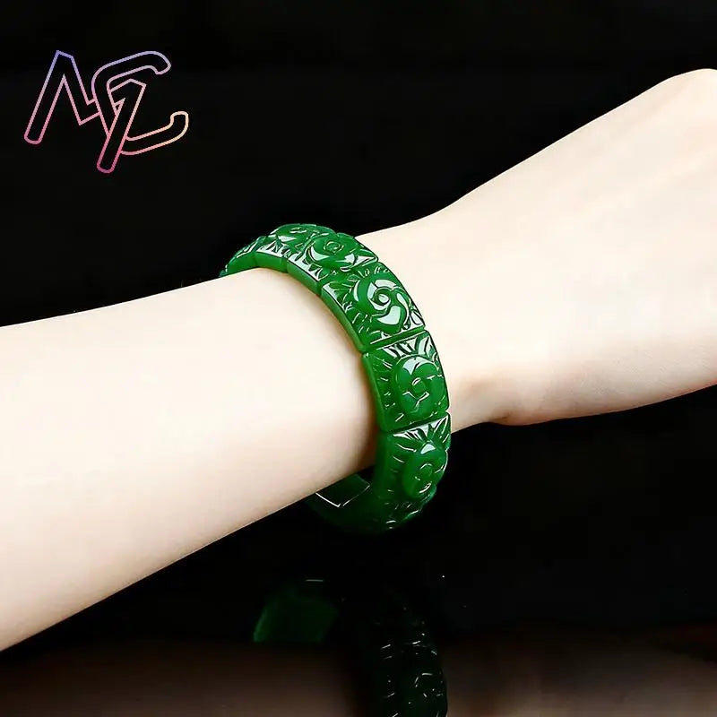 Real Jade Flower Bracelet Bangle Designer Vintage Natural Jewelry Gifts for Women Talismans Charm Luxury Accessories Amulet
