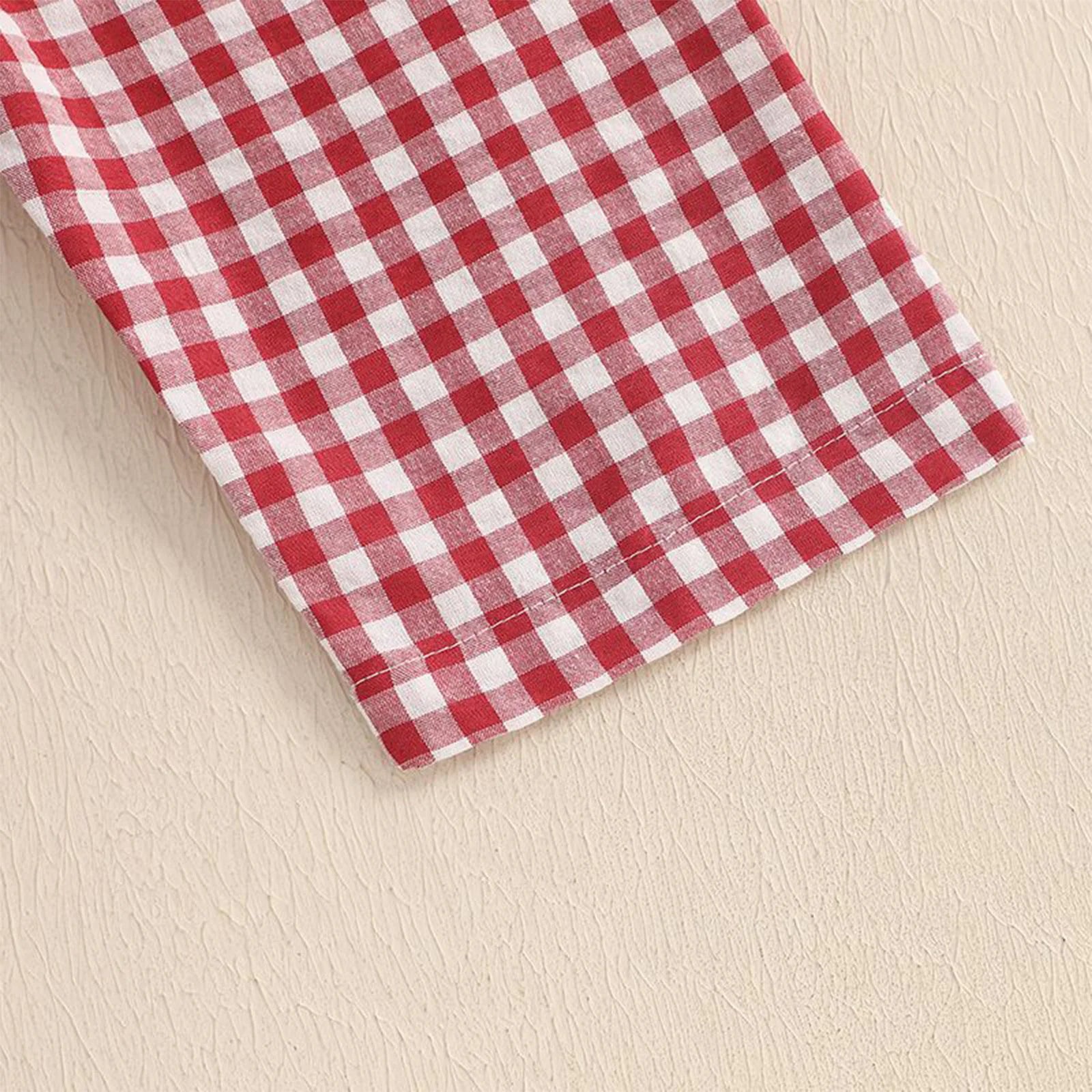 Toddler Baby Girls Summer Clothes Sweet Plaid Bodysuit Fly Sleeves Smocked Rompers Wide Leg Jumpsuit Holiday Party Daily Wear