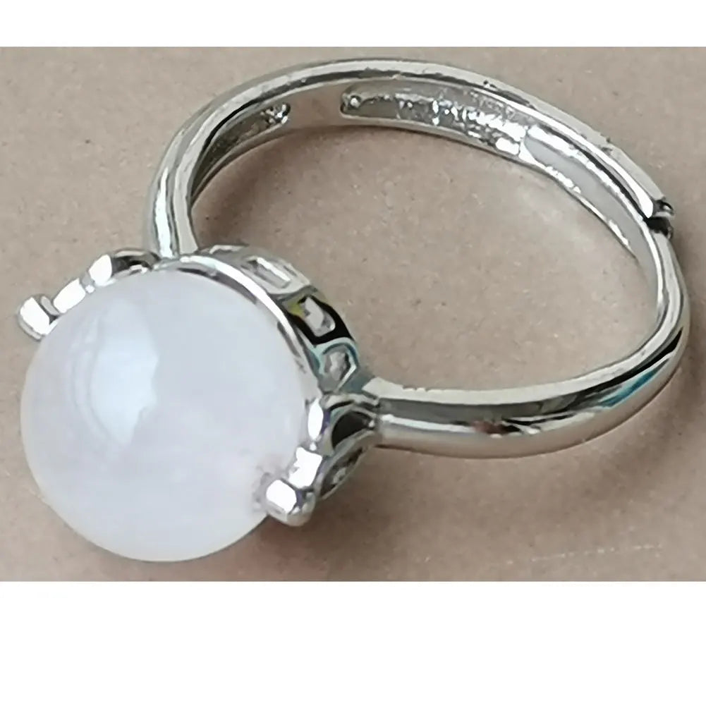 Tiger Eye Lapis Lazuli Opal Crystal Howlite Aventurine Blue Sand Carnelian Round Bead Ring  7~12" Adjust Size WB975