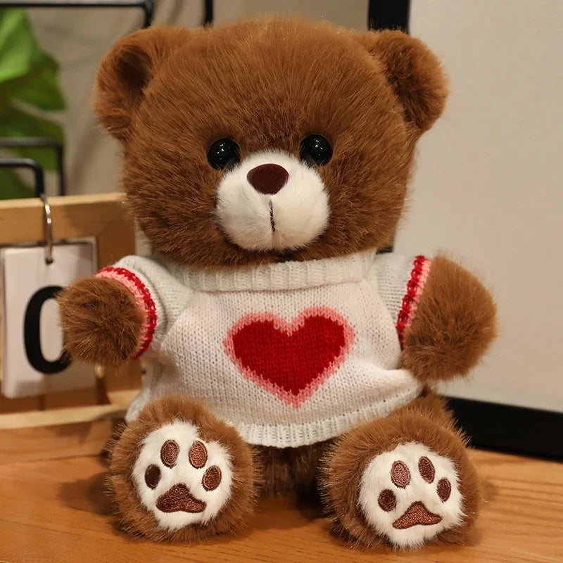 20cm Good Quality Heart Sweater Bear Plush Toys Boys Girls Lovely Cartoon Animals Stuffed Dolls  Christmas Birthday Present