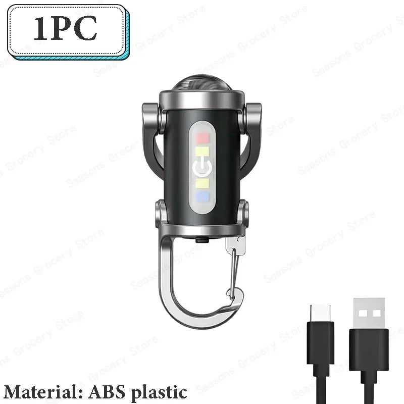 1PC Mini Torch - EDC Flashlight with 180° Rotating Head, Magnetic Tail & Rechargeable Mini Torch Key Fob Gift for Father