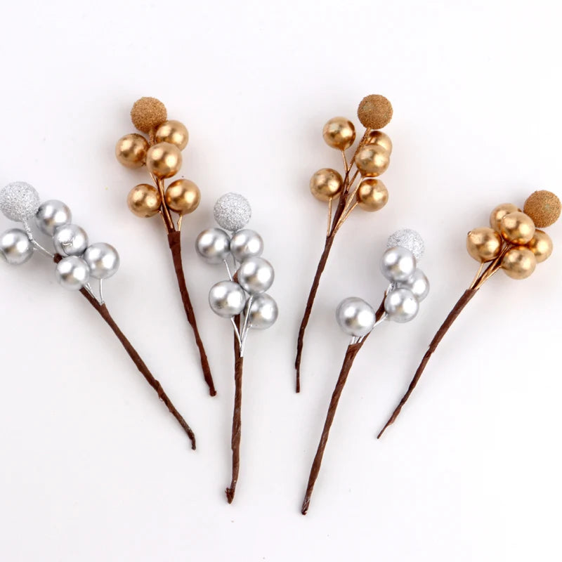 (10 Pcs/pack) 10cm Christmas Tree Berry Decoration Artificial Bayberry Wreath Bouquet Holiday Decoration Home DIY
