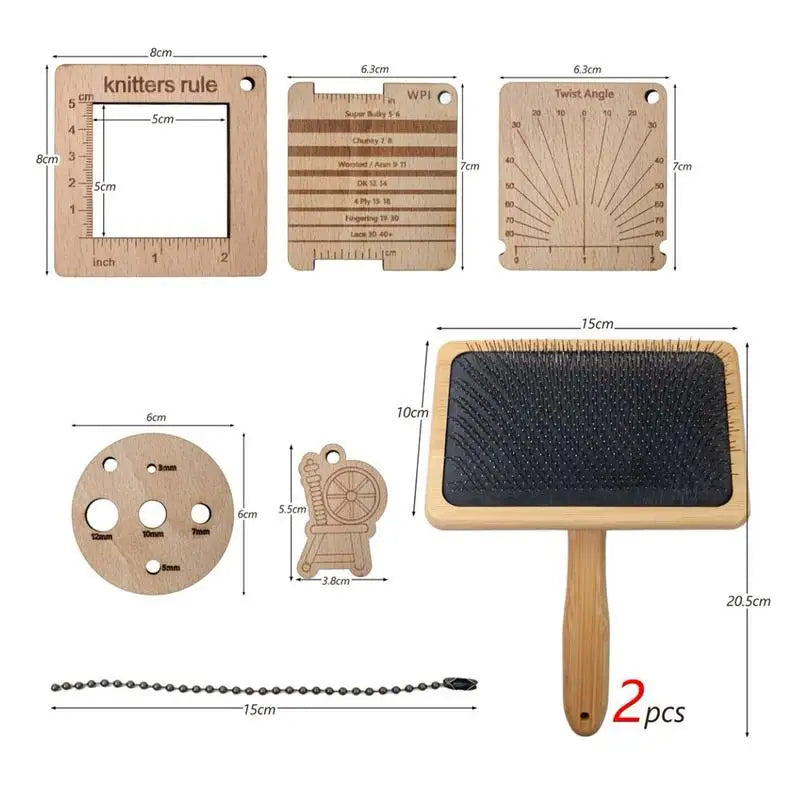 Wool Blending Board Carding Brush Set Smooth Handle Wool Comb 8 Pieces Sturdy Yarn Brush Wool Blending Board for Pet Dog Puppy