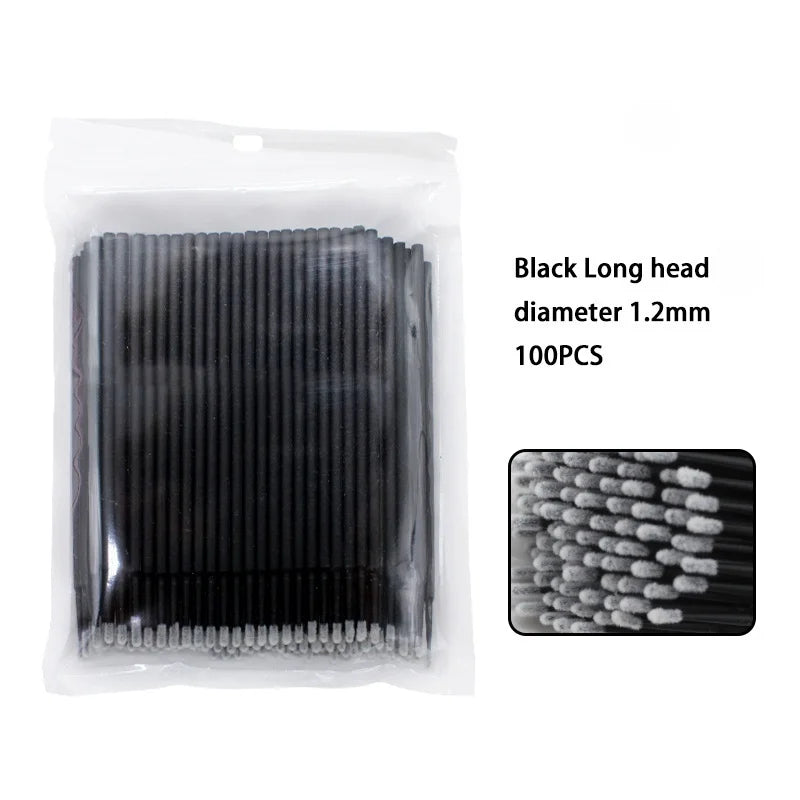 100PCS Disposable Eyelash Cleaning Brush Extension Micro Cotton Swab Eyelashes Microbrush Beauty Makeup Clean Remover Tools
