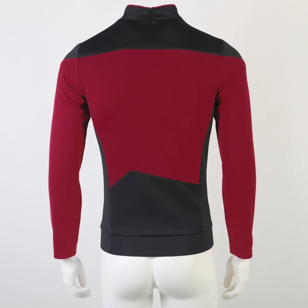 Star TNG The Next Generation Trek Red Yellow Blue Shirt Uniform Cosplay Costume For Men Coat Halloween Party
