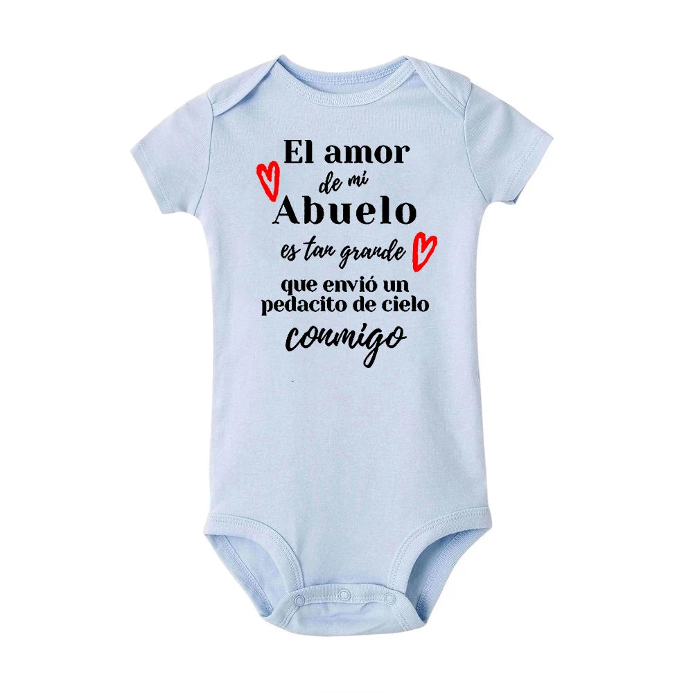 El Amor De Mi Abuelo Es Tan Grande Baby Bodysuit Spanish Print Unisex Baby Clothes Newborn Rompers Summer Boy Girl Ropa Jumpsuit