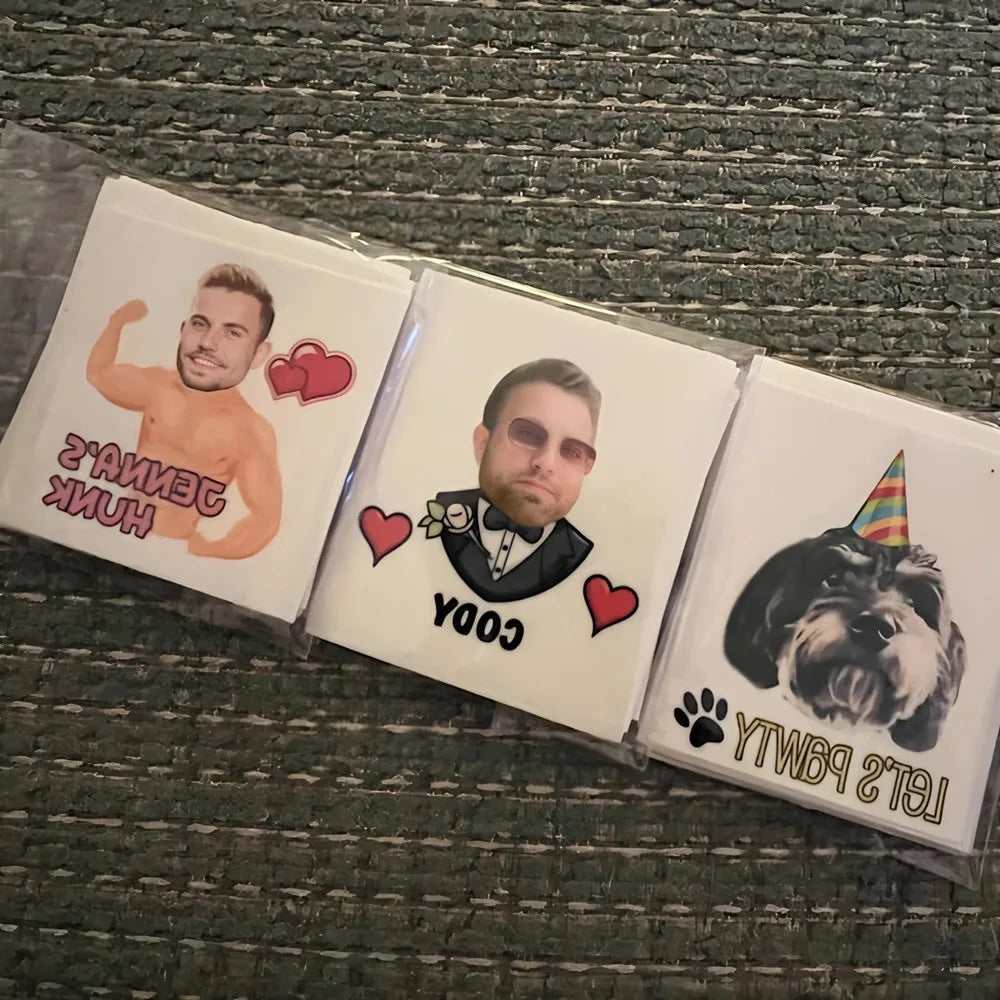 Custom Face Tattoos, Birthday Tattoos, Custom Temporary Tattoos, Party Favor, Tattoo Gift, Milestone Birthday, Christmas Hallowe